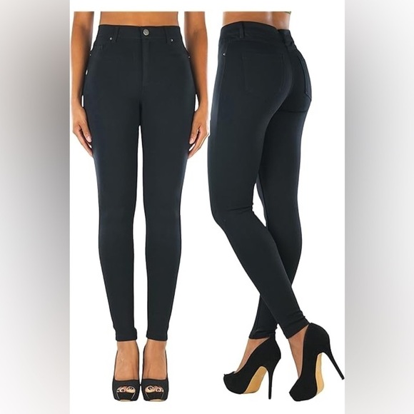 Active USA 5 Pockets Skinny Ponte Pants black - Picture 1 of 10